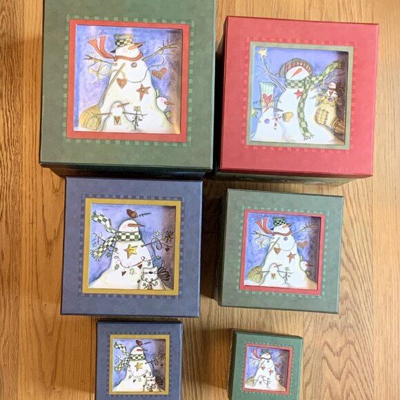 Stacking/Nesting Boxes with Snowmen - Silver Swan Studios - Picture 3 of 10